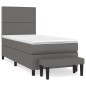 vidaXL Boxspringbett mit Matratze Grau 90x200 cm Kunstleder vidaXL Boxspringbett mit Matratze Grau 90x200 cm Kunstleder