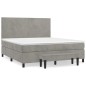 vidaXL Boxspringbett mit Matratze Hellgrau 160x200 cm Samt vidaXL Boxspringbett mit Matratze Hellgrau 160x200 cm Samt