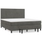vidaXL Boxspringbett mit Matratze Dunkelgrau 180x200 cm Samt vidaXL Boxspringbett mit Matratze Dunkelgrau 180x200 cm Samt