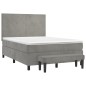 vidaXL Boxspringbett mit Matratze Hellgrau 140x200 cm Samt vidaXL Boxspringbett mit Matratze Hellgrau 140x200 cm Samt