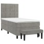 vidaXL Boxspringbett mit Matratze Hellgrau 80x200 cm Samt vidaXL Boxspringbett mit Matratze Hellgrau 80x200 cm Samt