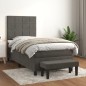 vidaXL Boxspringbett mit Matratze Dunkelgrau 100x200 cm Samt vidaXL Boxspringbett mit Matratze Dunkelgrau 100x200 cm Samt