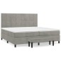 vidaXL Boxspringbett mit Matratze Hellgrau 200x200 cm Samt vidaXL Boxspringbett mit Matratze Hellgrau 200x200 cm Samt