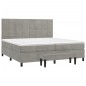 vidaXL Boxspringbett mit Matratze Hellgrau 200x200 cm Samt vidaXL Boxspringbett mit Matratze Hellgrau 200x200 cm Samt