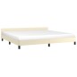 Bettgestell mit Kopfteil Creme 200x200 cm Kunstleder Bettgestell mit Kopfteil Creme 200x200 cm Kunstleder