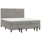 vidaXL Boxspringbett mit Matratze Hellgrau 160x200 cm Samt vidaXL Boxspringbett mit Matratze Hellgrau 160x200 cm Samt