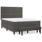 vidaXL Boxspringbett mit Matratze Dunkelgrau 140x190 cm Samt vidaXL Boxspringbett mit Matratze Dunkelgrau 140x190 cm Samt