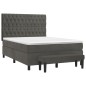 vidaXL Boxspringbett mit Matratze Dunkelgrau 140x190 cm Samt vidaXL Boxspringbett mit Matratze Dunkelgrau 140x190 cm Samt