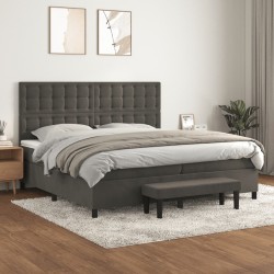 vidaXL Boxspringbett mit Matratze Dunkelgrau 200x200 cm Samt