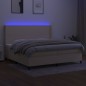 vidaXL Boxspringbett mit Matratze & LED Creme 200x200 cm Stoff