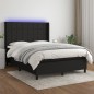 vidaXL Boxspringbett mit Matratze & LED Schwarz 140x190 cm Stoff vidaXL Boxspringbett mit Matratze & LED Schwarz 140x190 cm Stoff