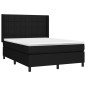 vidaXL Boxspringbett mit Matratze & LED Schwarz 140x190 cm Stoff vidaXL Boxspringbett mit Matratze & LED Schwarz 140x190 cm Stoff