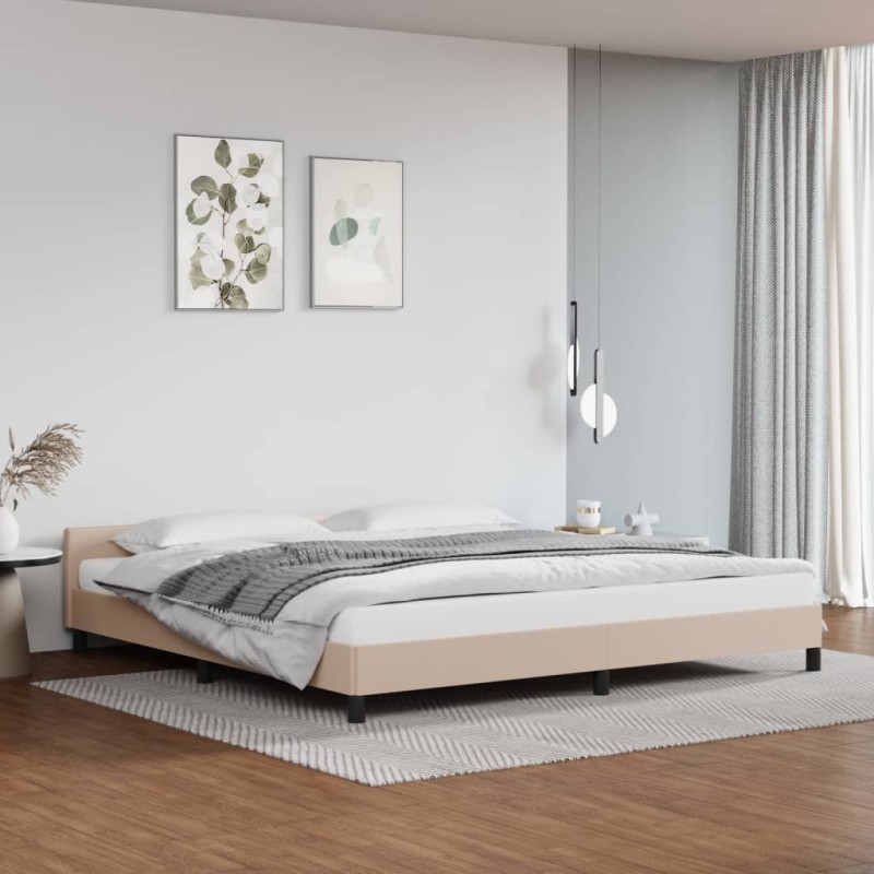 vidaXL Bettgestell mit Kopfteil Cappuccino-Braun 200x200 cm Kunstleder vidaXL Bettgestell mit Kopfteil Cappuccino-Braun 200x200 cm Kunstleder