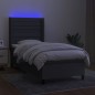 vidaXL Boxspringbett mit Matratze & LED Dunkelgrau 90x190 cm Stoff vidaXL Boxspringbett mit Matratze & LED Dunkelgrau 90x190 cm Stoff