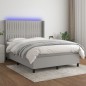 vidaXL Boxspringbett mit Matratze & LED Hellgrau 140x190 cm Stoff vidaXL Boxspringbett mit Matratze & LED Hellgrau 140x190 cm Stoff