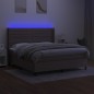vidaXL Boxspringbett mit Matratze & LED Taupe 180x200 cm Stoff vidaXL Boxspringbett mit Matratze & LED Taupe 180x200 cm Stoff