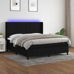 vidaXL Boxspringbett mit Matratze & LED Schwarz 180x200 cm Stoff