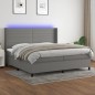 vidaXL Boxspringbett mit Matratze & LED Dunkelgrau 200x200 cm Stoff vidaXL Boxspringbett mit Matratze & LED Dunkelgrau 200x200 cm Stoff