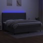 vidaXL Boxspringbett mit Matratze & LED Dunkelgrau 200x200 cm Stoff vidaXL Boxspringbett mit Matratze & LED Dunkelgrau 200x200 cm Stoff