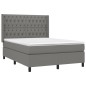 vidaXL Boxspringbett mit Matratze & LED Dunkelgrau 140x190 cm Stoff vidaXL Boxspringbett mit Matratze & LED Dunkelgrau 140x190 cm Stoff