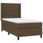 vidaXL Boxspringbett mit Matratze & LED Dunkelbraun 100x200 cm Stoff vidaXL Boxspringbett mit Matratze & LED Dunkelbraun 100x200 cm Stoff