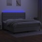 vidaXL Boxspringbett mit Matratze & LED Hellgrau 200x200 cm Stoff vidaXL Boxspringbett mit Matratze & LED Hellgrau 200x200 cm Stoff