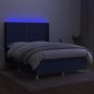 vidaXL Boxspringbett mit Matratze & LED Blau 140x200 cm Stoff vidaXL Boxspringbett mit Matratze & LED Blau 140x200 cm Stoff