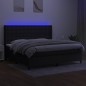 vidaXL Boxspringbett mit Matratze & LED Schwarz 200x200 cm Stoff vidaXL Boxspringbett mit Matratze & LED Schwarz 200x200 cm Stoff