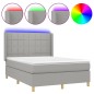 vidaXL Boxspringbett mit Matratze & LED Hellgrau 140x190 cm Stoff vidaXL Boxspringbett mit Matratze & LED Hellgrau 140x190 cm Stoff