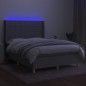 vidaXL Boxspringbett mit Matratze & LED Hellgrau 140x190 cm Stoff vidaXL Boxspringbett mit Matratze & LED Hellgrau 140x190 cm Stoff
