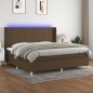 vidaXL Boxspringbett mit Matratze & LED Dunkelbraun 200x200 cm Stoff vidaXL Boxspringbett mit Matratze & LED Dunkelbraun 200x200 cm Stoff