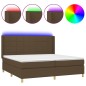 vidaXL Boxspringbett mit Matratze & LED Dunkelbraun 200x200 cm Stoff vidaXL Boxspringbett mit Matratze & LED Dunkelbraun 200x200 cm Stoff