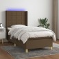 vidaXL Boxspringbett mit Matratze & LED Dunkelbraun 90x200 cm Stoff vidaXL Boxspringbett mit Matratze & LED Dunkelbraun 90x200 cm Stoff