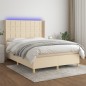 vidaXL Boxspringbett mit Matratze & LED Creme 140x190 cm Stoff vidaXL Boxspringbett mit Matratze & LED Creme 140x190 cm Stoff