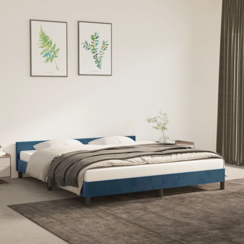 Bettgestell mit Kopfteil Dunkelblau 180x200 cm Samt Bettgestell mit Kopfteil Dunkelblau 180x200 cm Samt
