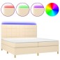 vidaXL Boxspringbett mit Matratze & LED Creme 200x200 cm Stoff vidaXL Boxspringbett mit Matratze & LED Creme 200x200 cm Stoff