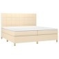 vidaXL Boxspringbett mit Matratze & LED Creme 200x200 cm Stoff vidaXL Boxspringbett mit Matratze & LED Creme 200x200 cm Stoff