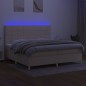 vidaXL Boxspringbett mit Matratze & LED Creme 200x200 cm Stoff vidaXL Boxspringbett mit Matratze & LED Creme 200x200 cm Stoff