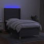vidaXL Boxspringbett mit Matratze & LED Dunkelgrau 80x200 cm Stoff vidaXL Boxspringbett mit Matratze & LED Dunkelgrau 80x200 cm Stoff