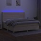 vidaXL Boxspringbett mit Matratze & LED Creme 200x200 cm Stoff vidaXL Boxspringbett mit Matratze & LED Creme 200x200 cm Stoff