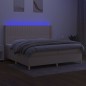 vidaXL Boxspringbett mit Matratze & LED Creme 200x200 cm Stoff vidaXL Boxspringbett mit Matratze & LED Creme 200x200 cm Stoff