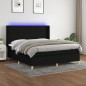 vidaXL Boxspringbett mit Matratze & LED Schwarz 160x200 cm Stoff vidaXL Boxspringbett mit Matratze & LED Schwarz 160x200 cm Stoff