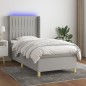 vidaXL Boxspringbett mit Matratze & LED Hellgrau 100x200 cm Stoff vidaXL Boxspringbett mit Matratze & LED Hellgrau 100x200 cm Stoff