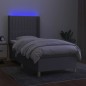 vidaXL Boxspringbett mit Matratze & LED Hellgrau 100x200 cm Stoff vidaXL Boxspringbett mit Matratze & LED Hellgrau 100x200 cm Stoff