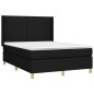 vidaXL Boxspringbett mit Matratze & LED Schwarz 140x200 cm Stoff vidaXL Boxspringbett mit Matratze & LED Schwarz 140x200 cm Stoff