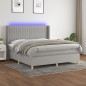 vidaXL Boxspringbett mit Matratze & LED Hellgrau 160x200 cm Stoff vidaXL Boxspringbett mit Matratze & LED Hellgrau 160x200 cm Stoff