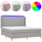 vidaXL Boxspringbett mit Matratze & LED Hellgrau 160x200 cm Stoff vidaXL Boxspringbett mit Matratze & LED Hellgrau 160x200 cm Stoff