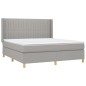 vidaXL Boxspringbett mit Matratze & LED Hellgrau 160x200 cm Stoff vidaXL Boxspringbett mit Matratze & LED Hellgrau 160x200 cm Stoff