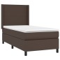 vidaXL Boxspringbett mit Matratze & LED Braun 100x200 cm Kunstleder vidaXL Boxspringbett mit Matratze & LED Braun 100x200 cm Kunstleder