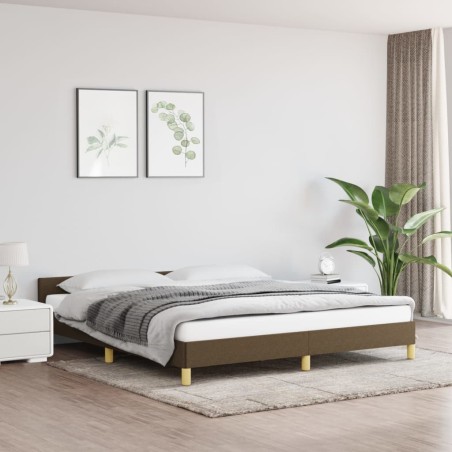 Bettgestell mit Kopfteil Dunkelbraun 160x200 cm Stoff